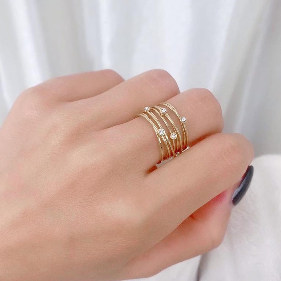 【ゴールド】レイヤードオープンリング