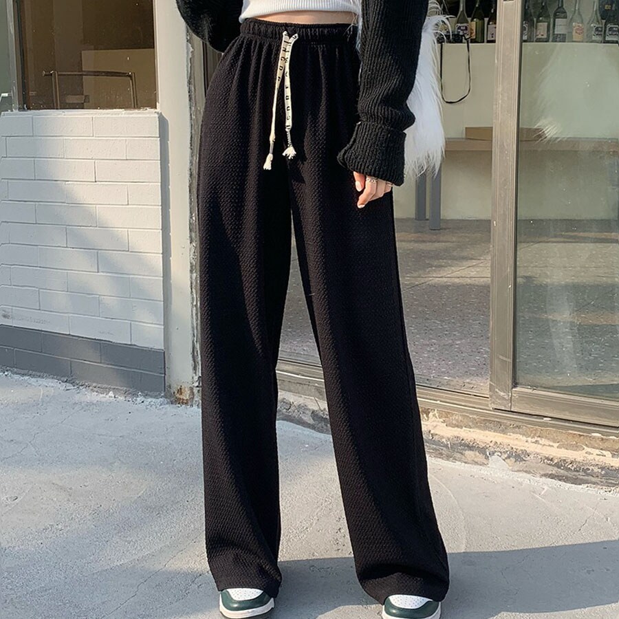 【ブラック】ぽこぽこリラックスワイドパンツ