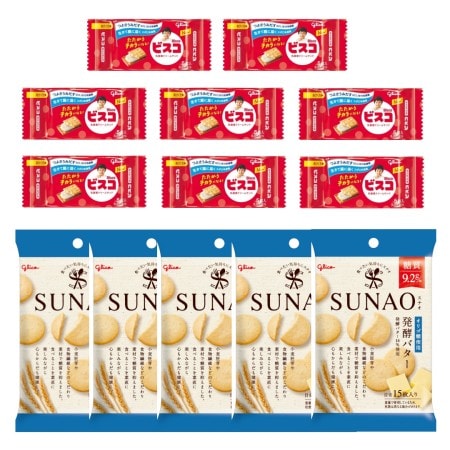 【計13個】グリコ SUNAO（スナオ）＜発酵バター＞＆ビスコミニパック