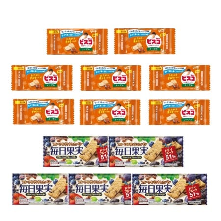 グリコ ビスコミニパック＜メープル＞（8コ）＆毎日果実3枚（5コ）