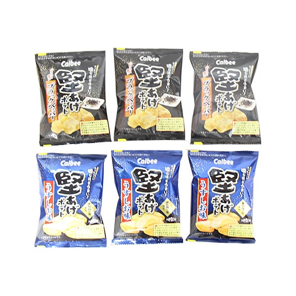 カルビー 堅あげポテト ミニサイズ 2種・計6コ（うすしお味・ブラックペッパー）