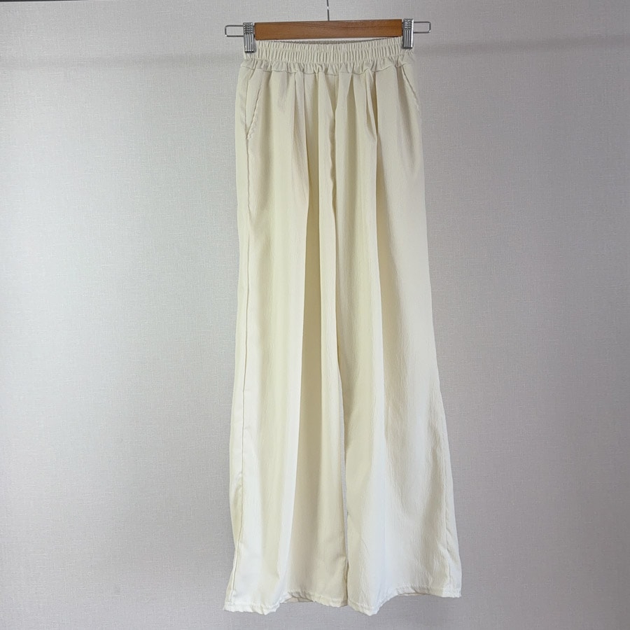 【ベージュ】ウエストゴム ストレートサマーパンツ