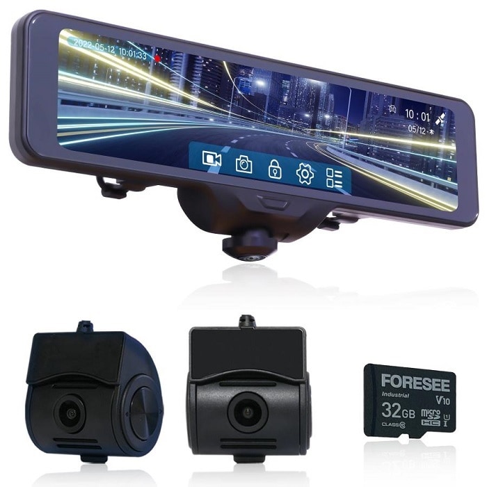 KEIYO ミラー型ドライブレコーダー 3カメラ スマートルームミラー 360度 AN-R106