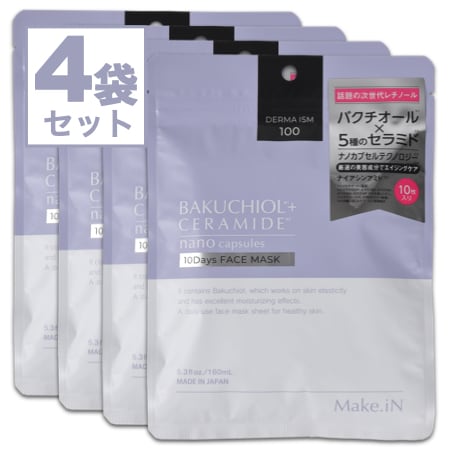 【10枚入×4袋】Make.iN バクチオール＋セラミド 10Days フェイスマスク