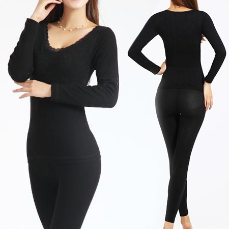 【ブラック】EOO+イオプラス あったかボディウェア上下セット