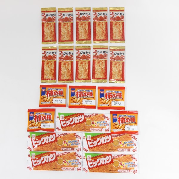 【計20コ】柿の種・ビッグカツ・焼きかにかま すぐ飲めるおつまみセット