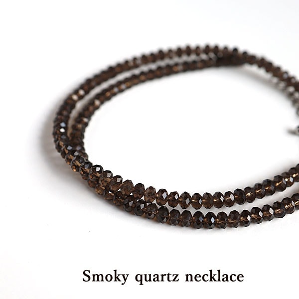 【ユニセックス 41cm/スモーキークォーツ 4mm】パワーストーンネックレス