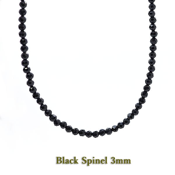 【メンズ 50cm/ブラックスピネル 3mm】スピネルジュエリーネックレス