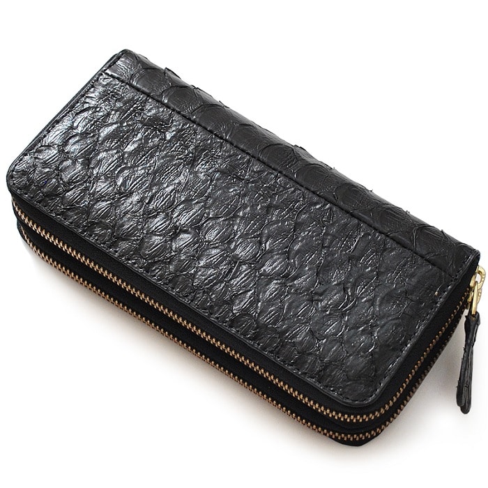 【ブラック】パイソン革 ダブルラウンドファスナー 長財布 3226BK