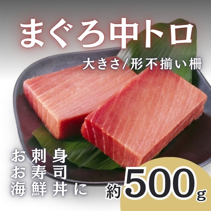 【約500g】まぐろ 中トロ柵（豊洲加工）大きさ形不揃い皮付き柵