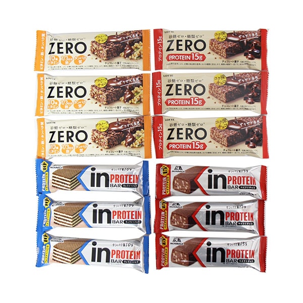 【4種・計12個】ゼロ プロテインチョコバー・グラノーラチョコバー＆ in バープロテイン