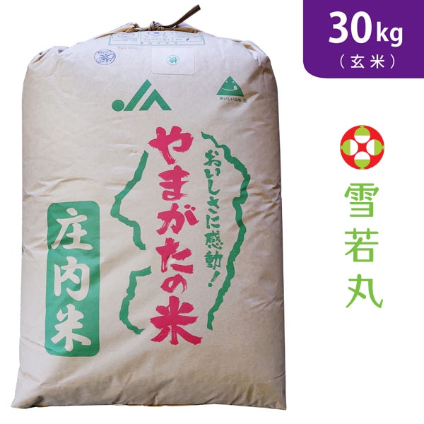 【30kg(30kg×1袋)】令和7年産 新米 【玄米】山形県産雪若丸