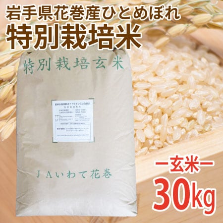 【30kg (30kg×1袋)】令和7年産 新米  玄米 岩手県花巻産ひとめぼれ特別栽培米