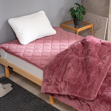 【ピンク/シングル】ファミラ 5層構造トリプルウォームぽかぽか 毛布布団セット 掛布団+敷パット