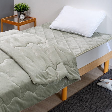 【グリーン/シングル】ファミラ 5層構造トリプルウォームぽかぽか 毛布布団セット 掛布団+敷パット