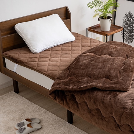 【ブラウン/シングル】ファミラ 5層構造トリプルウォームぽかぽか 毛布布団セット 掛布団+敷パット