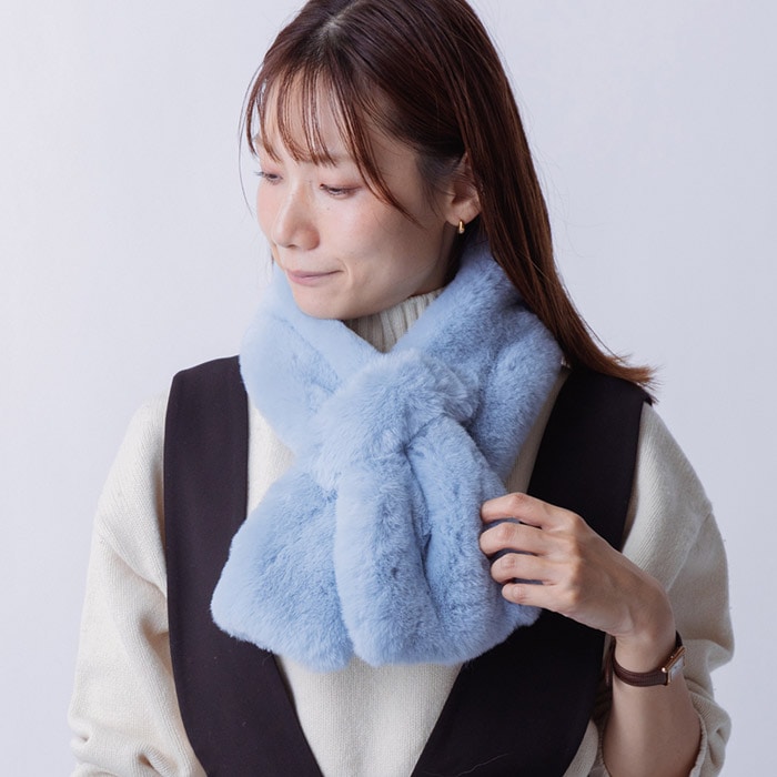 【サックス】もこもこもふもふ フェイクファーボアマフラー