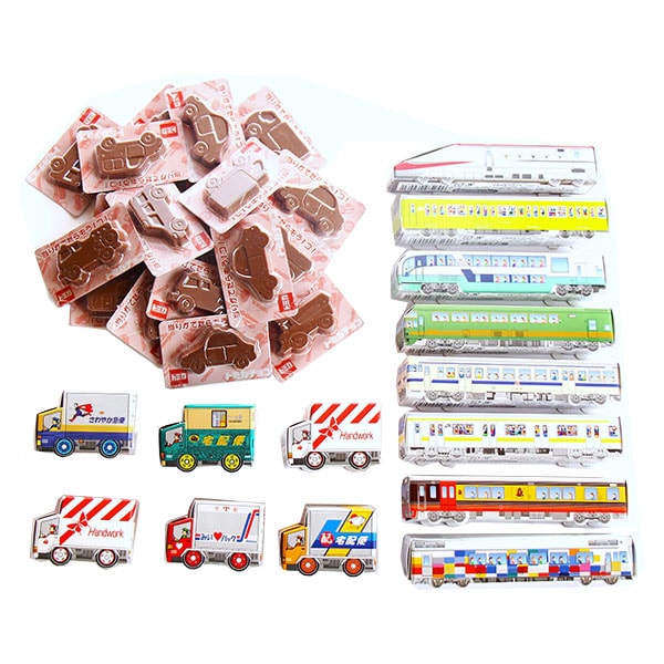 【4種・計34コ】乗り物大好き！乗り物の形のお菓子セット