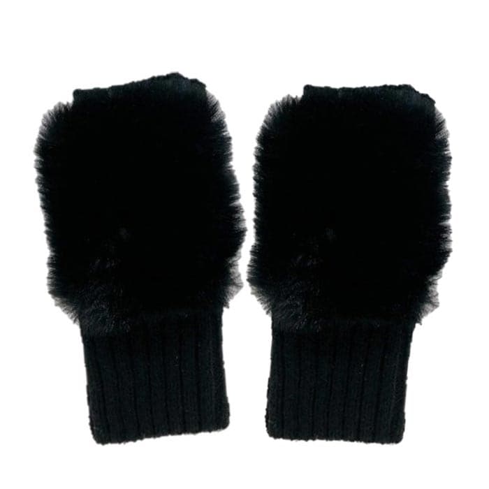 【ブラック】もふもふフィンガーレスミトン