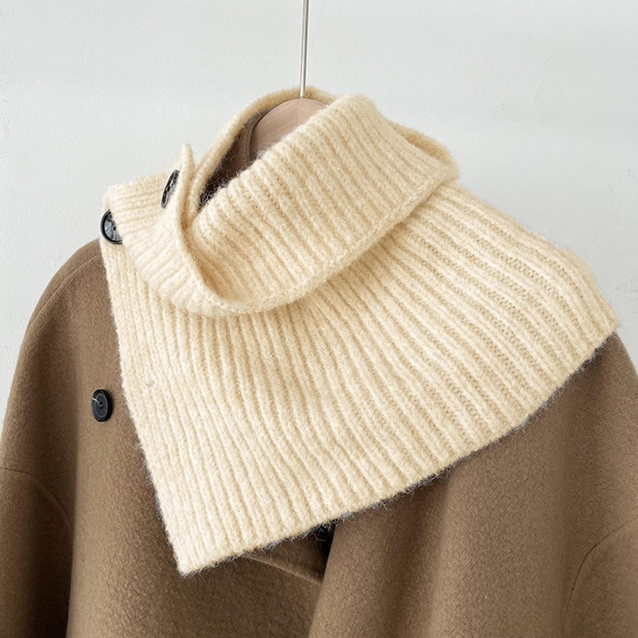 【ベージュ】ボタン付きニットスヌード