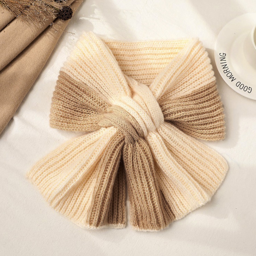 【キャメル】バイカラーマフラー 差し込みタイプ