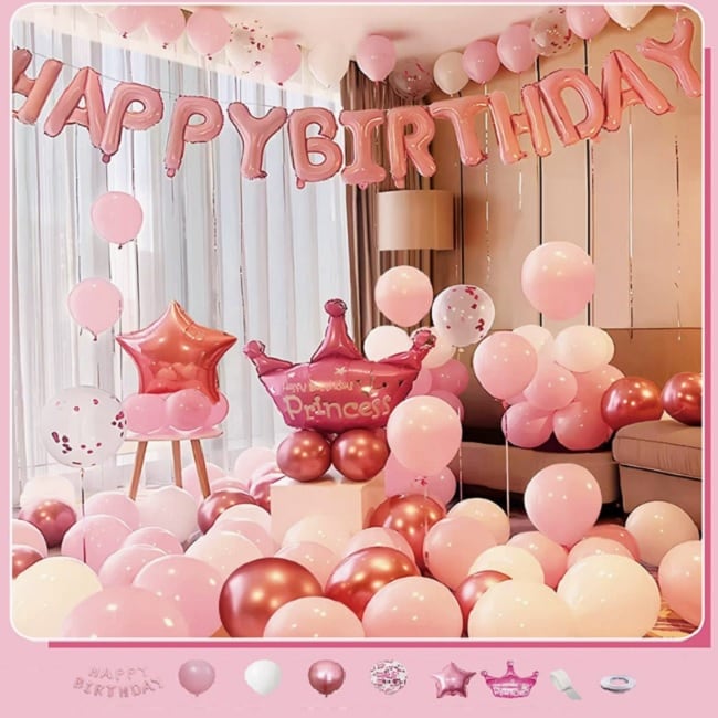 【ピンク】HAPPY BIRTHDAY 誕生日バルーンセット