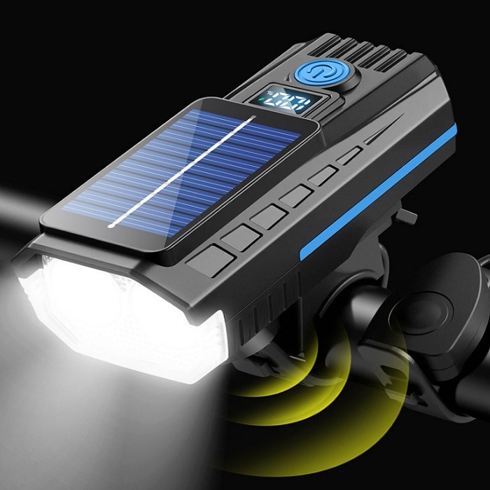 【2個セット】ソーラー充電＆充電可能！充電残量表示！後付け自転車ライト