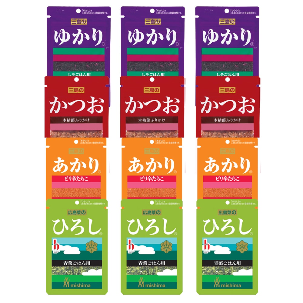 【4種/12袋】三島食品 ふりかけ アソートセット（ゆかり・ひろし・かつお・あかり）