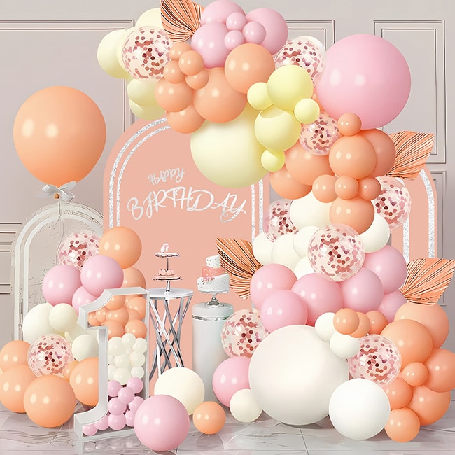 【計97個】様々なお祝いに使えるパーティーバルーンセット【オレンジ】