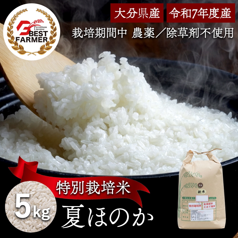 【精米5kg】特別栽培米 大分県産 宗像農園 夏ほのか 栽培期間農薬不使用 令和7年産