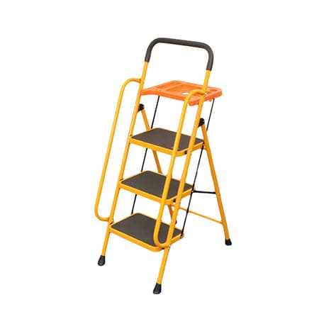 安心の両手すり付き脚立 トレー付き 3段