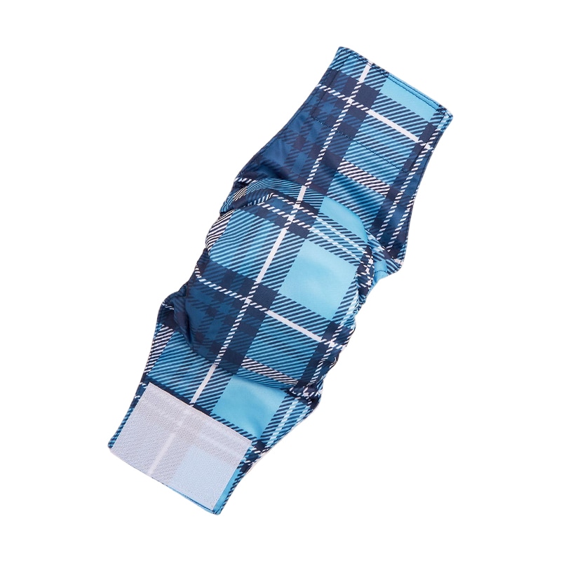 【青チェック/M】オス犬用 マナーベルト