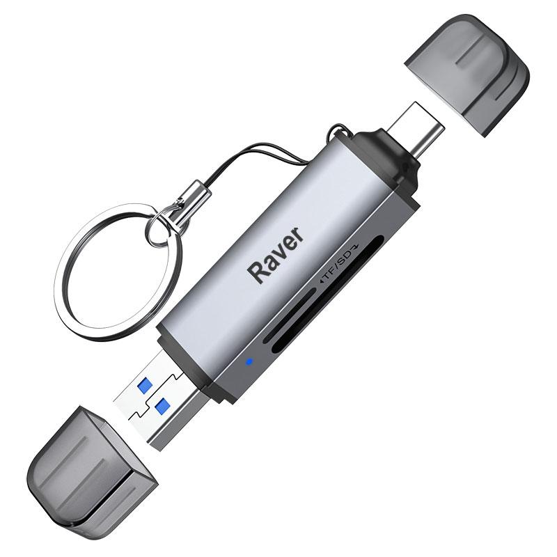 【グレー】USB 3.2 DDR200モード Type-C OTG対応 カードリーダー