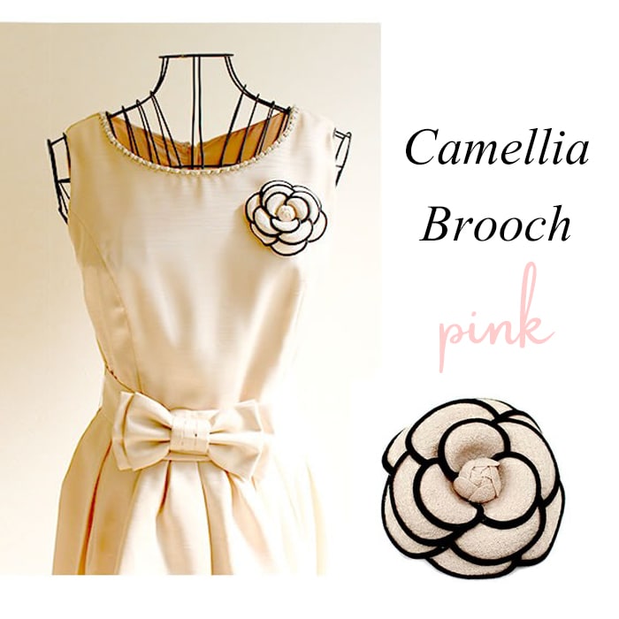 【ピンク】クリップブローチ カメリア フォーマルコサージュ