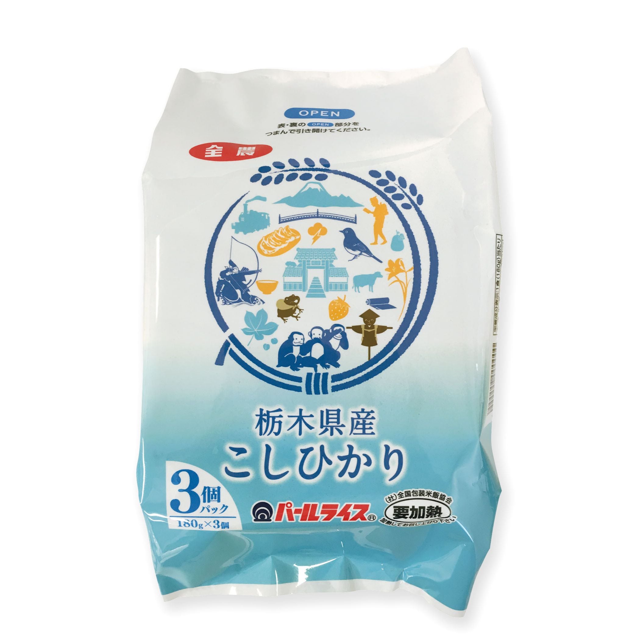 全農 栃木県産こしひかりパックご飯 180g×3パック×8個