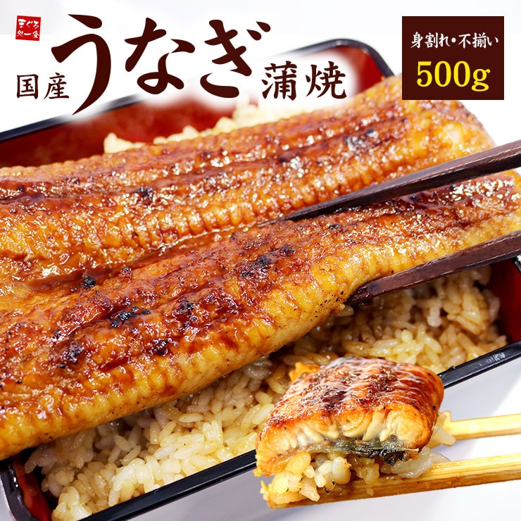 【500g】国産 うなぎ長蒲焼き 身割れ・不揃い かばやき 海鮮 [[ウナギ蒲焼き500g]