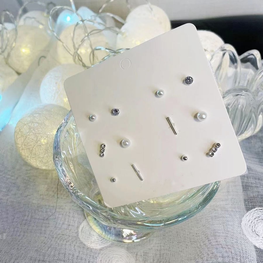 パール・ストーン・メタルボール シンプルピアス6点セット