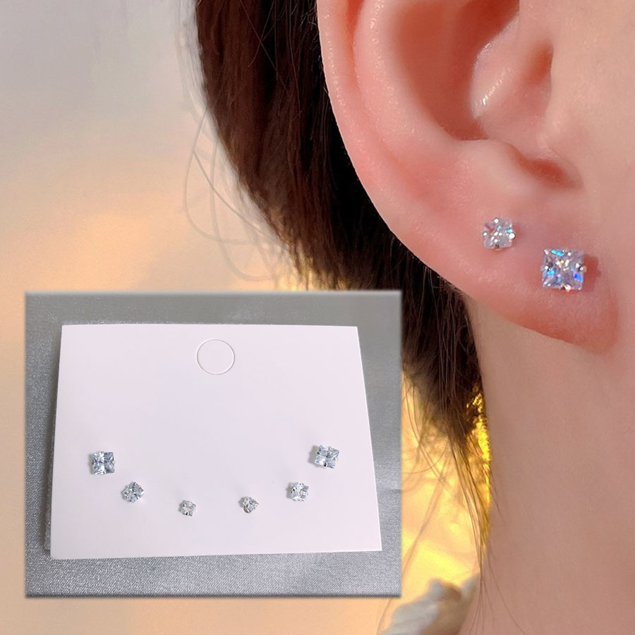 【四角】シンプルピアス 3ペアセット