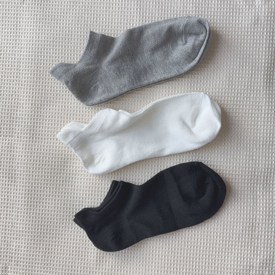 【3足セット】アキレスガード付ソックス（ブラック・ホワイト・グレー）