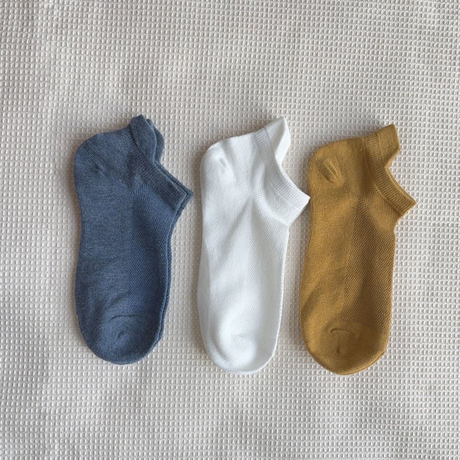 【3足セット】アキレスガード付ソックス（イエロー・ホワイト・ブルー）