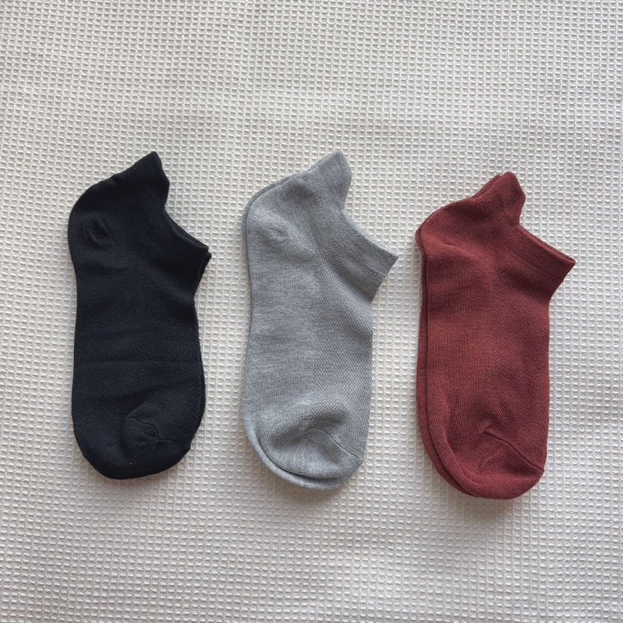 【3足セット】アキレスガード付ソックス（ブラック・グレー・ワインレッド）