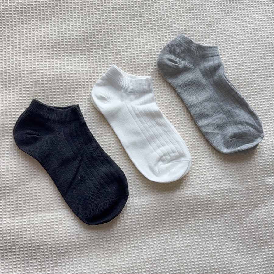 【3足セット】スニーカーソックス（ブラック・ホワイト・グレー）