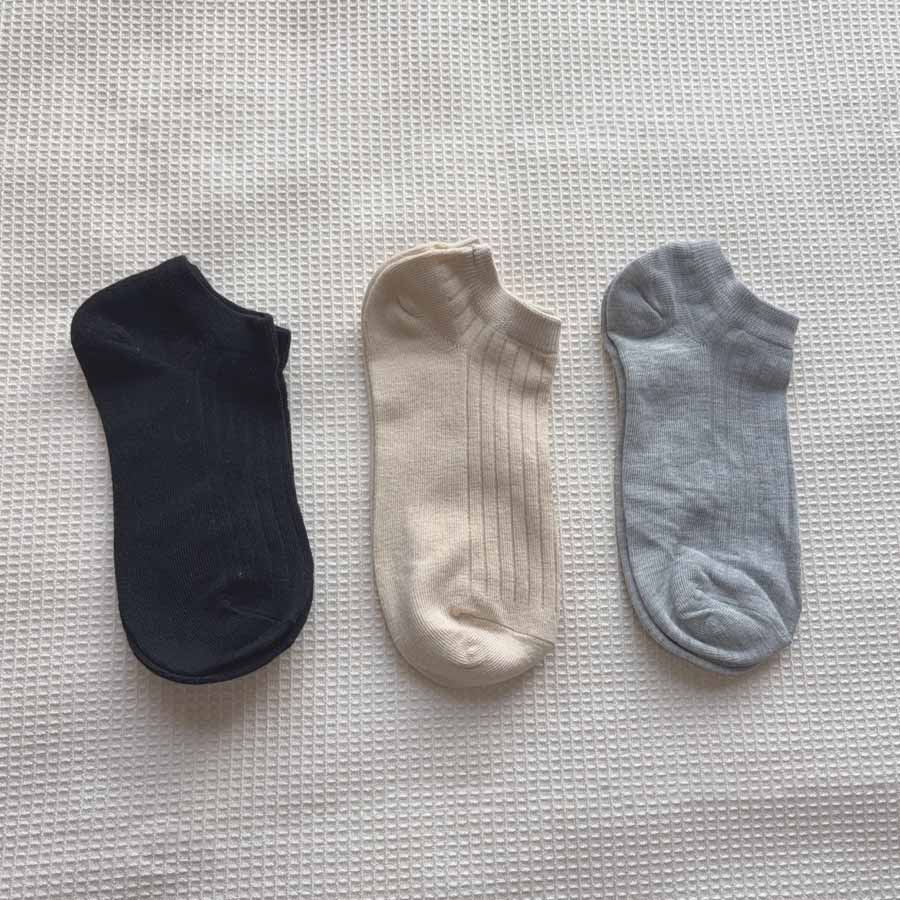 【3足セット】スニーカーソックス（ブラック・ベージュ・グレー）