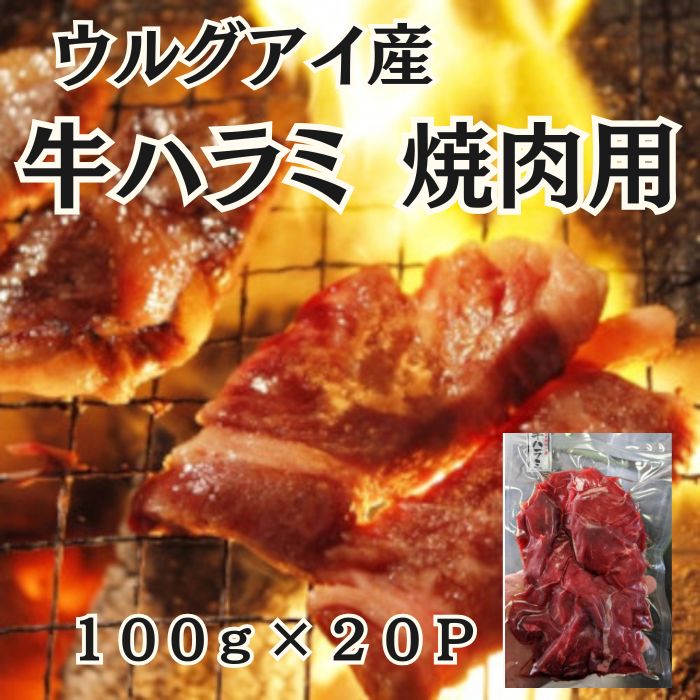 【計2kg/100g×20P】グラスフェッドビーフ【高級】牛ハラミ 焼き肉用