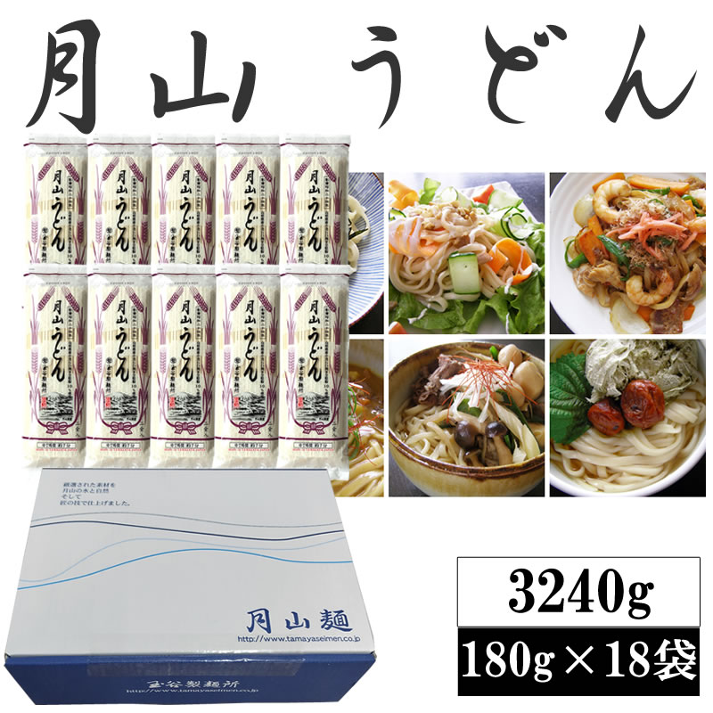 【3240g(180g×18袋)】月山うどん 36人前