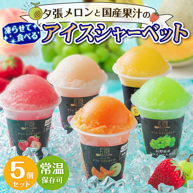 【5個】夕張メロンと国産果汁の凍らせて食べるアイスシャーベット（5種×各1個）【ja】【ja1】