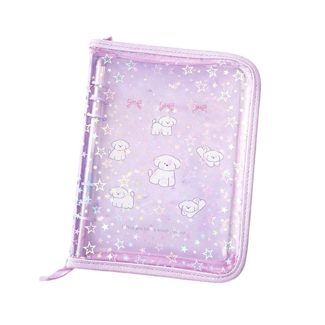 【パープル】A5サイズ6穴バインダー ホログラムリフィル