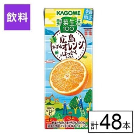 カゴメ 野菜生活100 広島ネーブルオレンジ＆はっさくミックス 195ml×48本