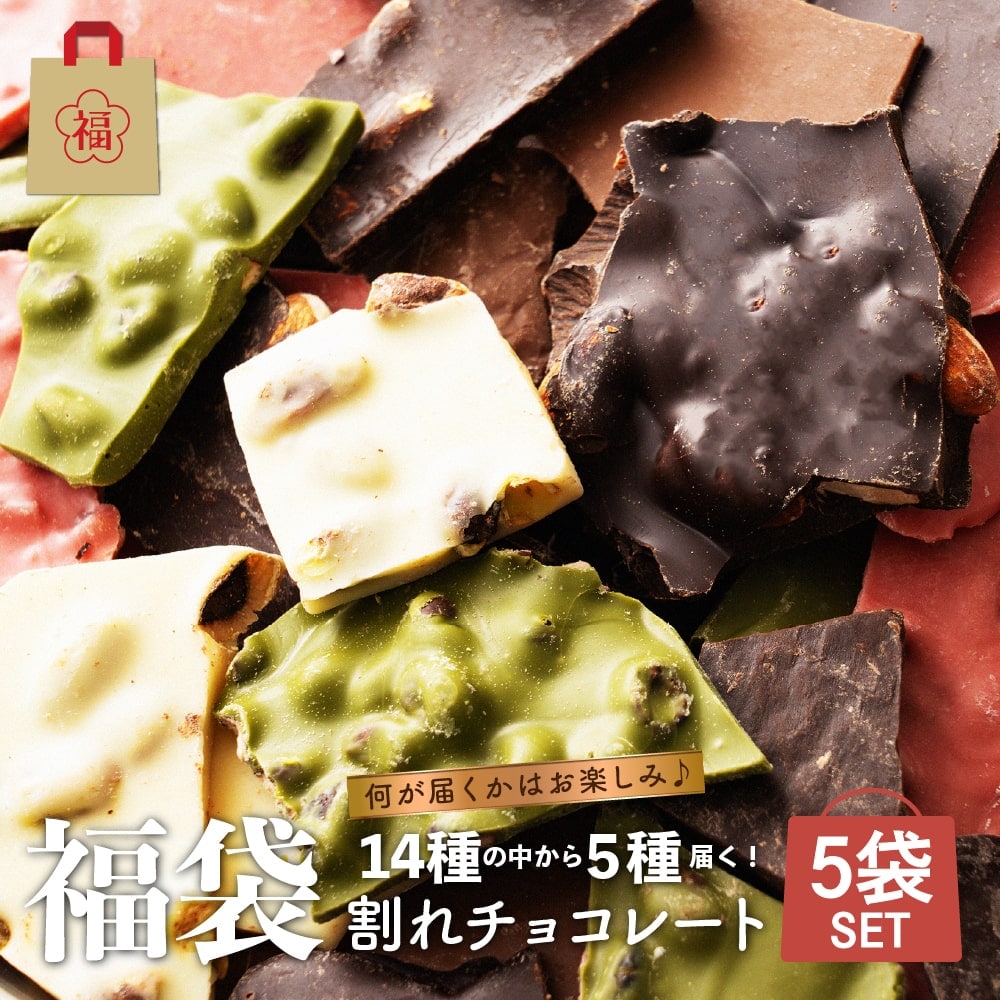 【5袋】14種の中から5種届く！割れチョコセット【冷蔵便】
