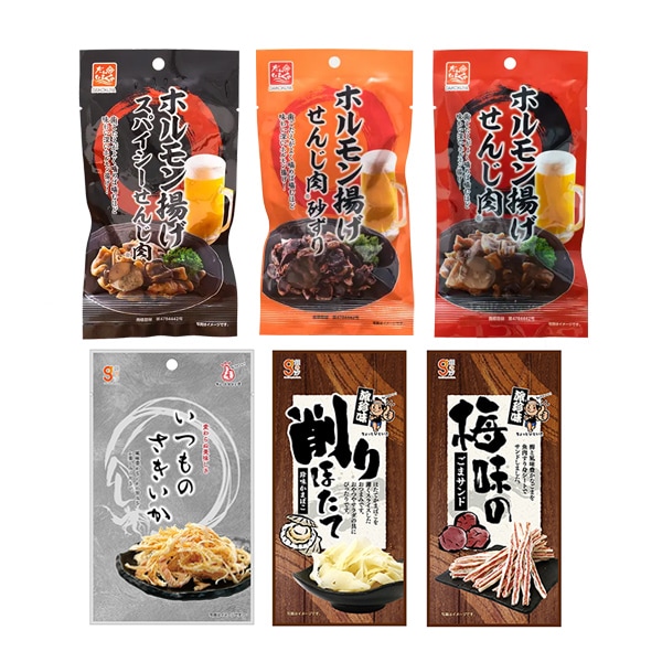 晩酌のおともに せんじ肉が入った珍味おつまみDセット【計6コ】